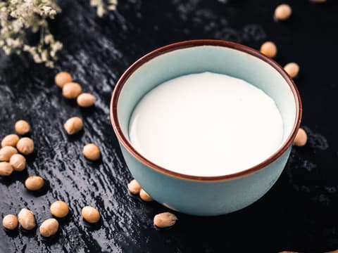 Sojabohnen und Tofu Soja und Tofu und Sojamilch